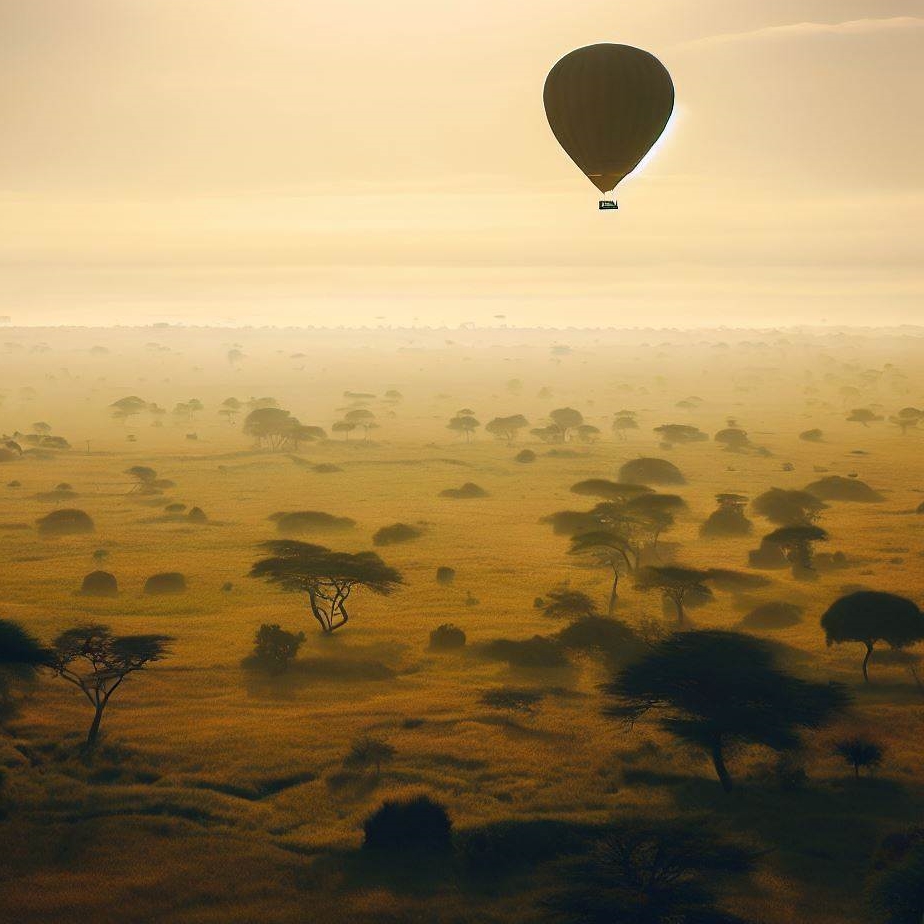 Lot balonem nad Tanzanią Park Serengeti